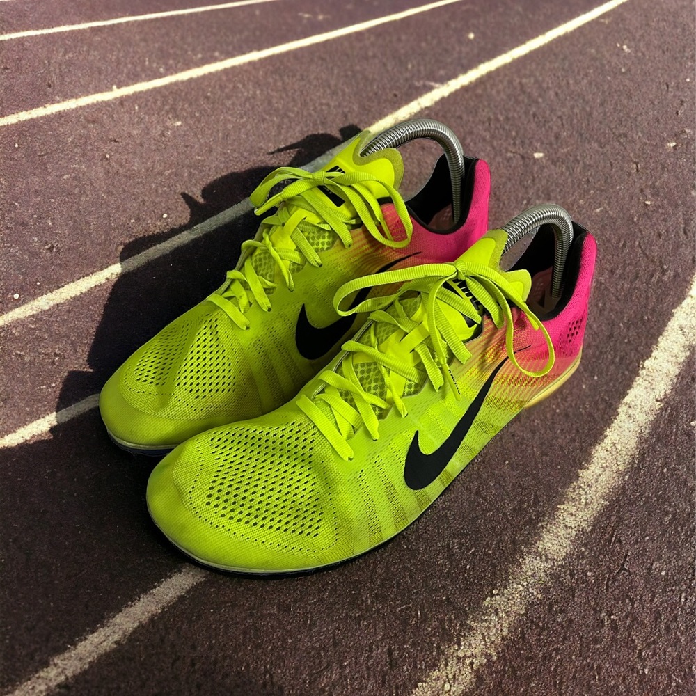 Nike Racing Zoom D 882022-999 Mens 11 Racing‎ Shoes Yellow & Pink Need Cleaned